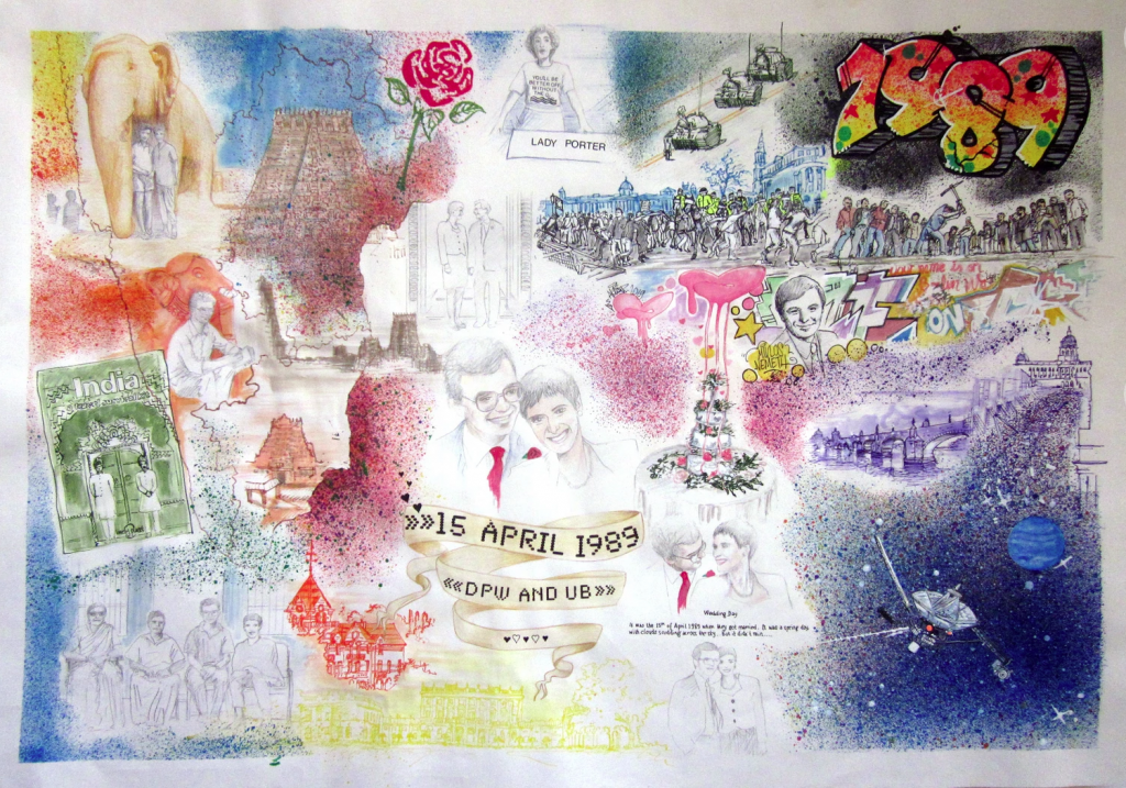 Close up detail of 1989 anniversary illustration — Berlin Wall