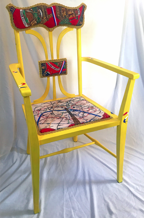 Hand-painted Paris themed up-cycled chair — city chairs series by Akit