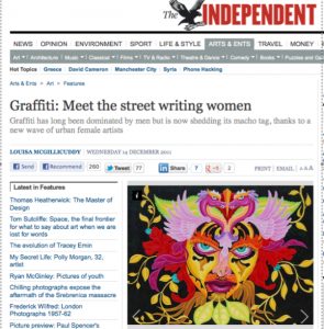The Independent article on female graffiti artists featuring Akit